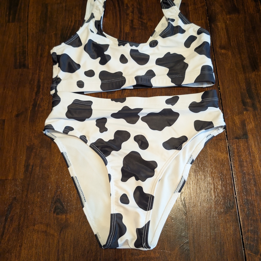 Kids Cow Print One Piece Swimsuit